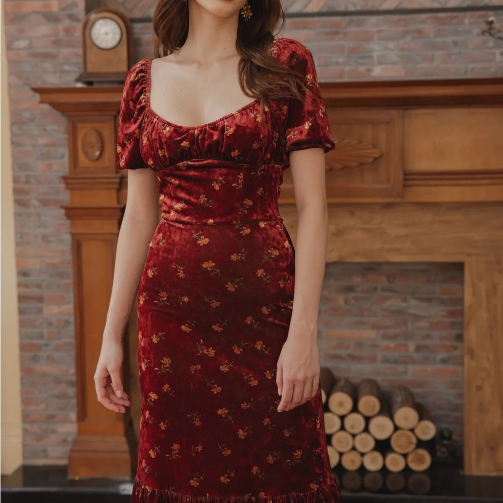 Elegant Red Velvet Dress